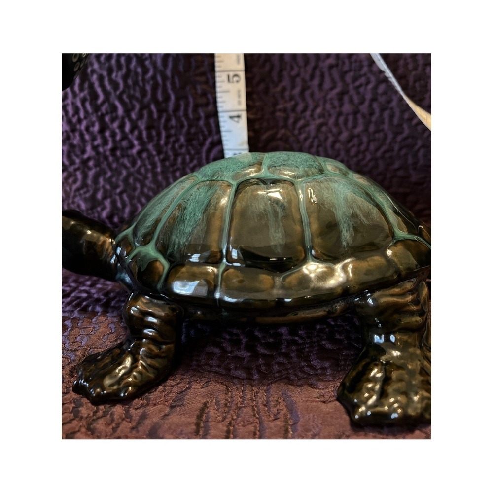 Vintage Blue Mountain Pottery Sea Turtle Canada Green Drip Glaze BMP 9x7x4 Walks - Picture 14 of 14
